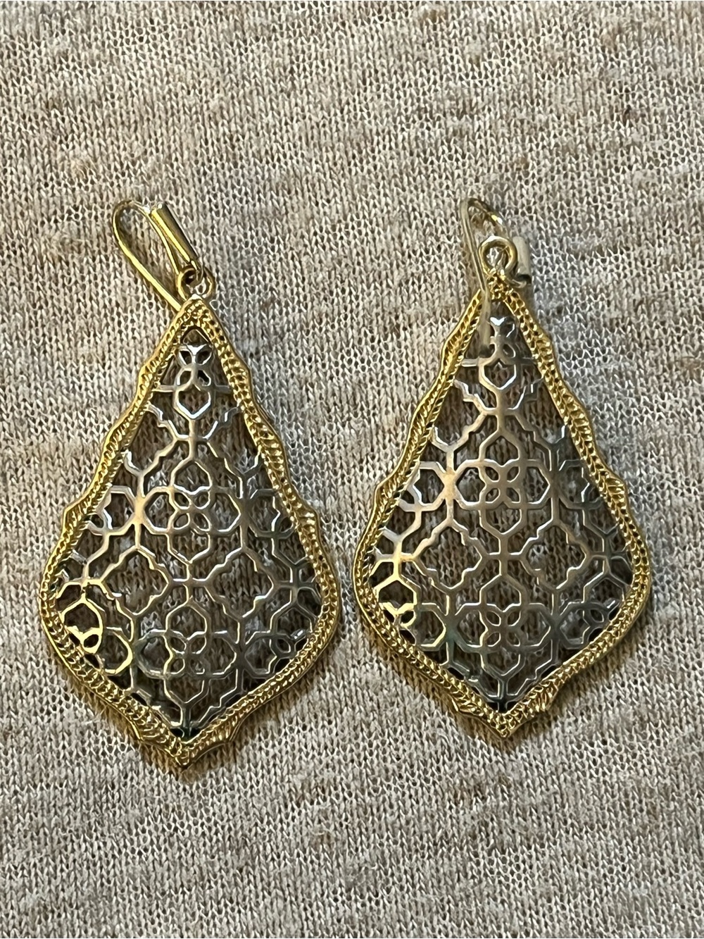 Kendra Scott Addie Gold Silver Filigree Mix Drop Earrings